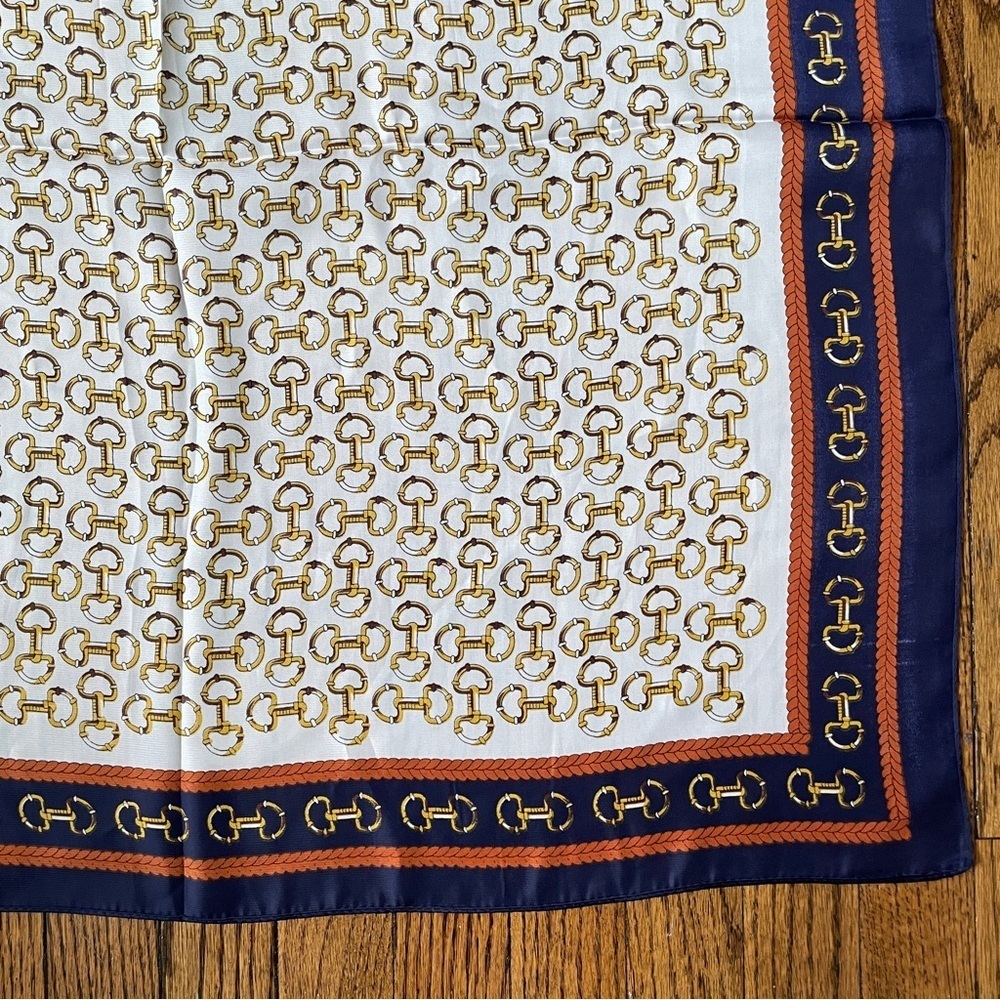 Vintage Horse bit Equestrian Square Scarf Regency Preppy Old Money Riding Polo - Picture 9 of 16